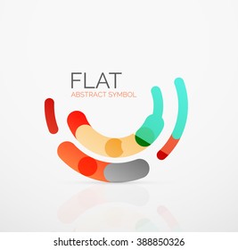 Logo - abstract minimalistic linear flat design. Business hi-tech geometric symbol, multicolored segments lines