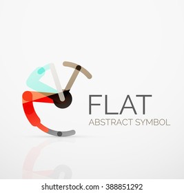Logo - abstract minimalistic linear flat design. Business hi-tech geometric symbol, multicolored segments lines