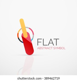 Logo - abstract minimalistic linear flat design. Business hi-tech geometric symbol, multicolored connected segments of lines. Vector illustration - connection concept