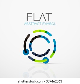 Logo - abstract minimalistic linear flat design. Business hi-tech geometric symbol, multicolored connected segments of lines. Vector illustration - connection concept
