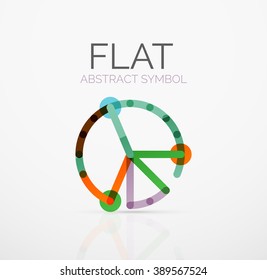 Logotipo - diseño plano lineal minimalista abstracto. Símbolo geométrico de alta tecnología empresarial, segmentos de líneas conectados multicolor. Ilustración del vector - concepto de conexión
