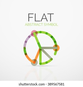 Logotipo - diseño plano lineal minimalista abstracto. Símbolo geométrico de alta tecnología empresarial, segmentos de líneas conectados multicolor. Ilustración del vector - concepto de conexión