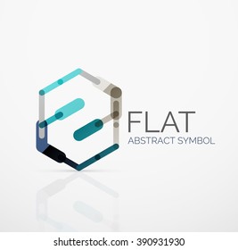 Logo - abstract minimalistic linear flat design. Business hi-tech geometric symbol, multicolored connected segments of lines. Vector illustration - connection concept