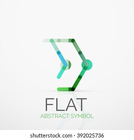 Logo - abstract minimalistic linear flat design. Business hi-tech geometric symbol, multicolored connected segments of lines. Vector illustration - connection concept