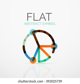 Logo - abstract minimalistic linear flat design. Business hi-tech geometric symbol, multicolored connected segments of lines. Vector illustration - connection concept
