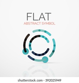 Logo - abstract minimalistic linear flat design. Business hi-tech geometric symbol, multicolored connected segments of lines. Vector illustration - connection concept