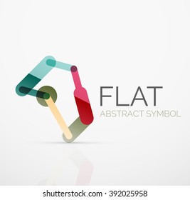 Logo - abstract minimalistic linear flat design. Business hi-tech geometric symbol, multicolored connected segments of lines. Vector illustration - connection concept