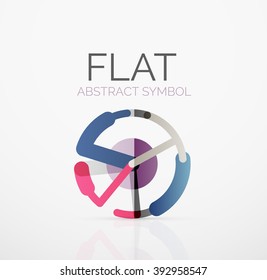 Logo - abstract minimalistic linear flat design. Business hi-tech geometric symbol, multicolored connected segments of lines. Vector illustration - connection concept