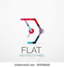 Logo - abstract minimalistic linear flat design. Business hi-tech geometric symbol, multicolored connected segments of lines. Vector illustration - connection concept
