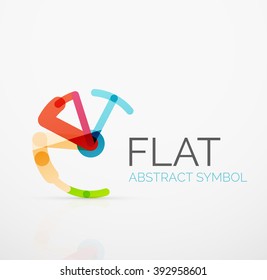 Logo - abstract minimalistic linear flat design. Business hi-tech geometric symbol, multicolored connected segments of lines. Vector illustration - connection concept