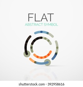 Logo - abstract minimalistic linear flat design. Business hi-tech geometric symbol, multicolored connected segments of lines. Vector illustration - connection concept