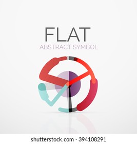 Logo - abstract minimalistic linear flat design. Business hi-tech geometric symbol, multicolored connected segments of lines. Vector illustration - connection concept
