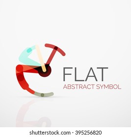 Logo - abstract minimalistic linear flat design. Business hi-tech geometric symbol, multicolored connected segments of lines. Vector illustration - connection concept