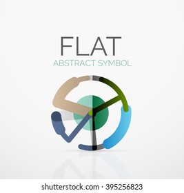 Logo - abstract minimalistic linear flat design. Business hi-tech geometric symbol, multicolored connected segments of lines. Vector illustration - connection concept