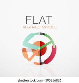 Logo - abstract minimalistic linear flat design. Business hi-tech geometric symbol, multicolored connected segments of lines. Vector illustration - connection concept