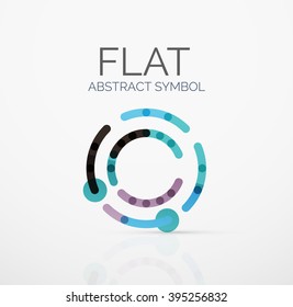 Logo - abstract minimalistic linear flat design. Business hi-tech geometric symbol, multicolored connected segments of lines. Vector illustration - connection concept