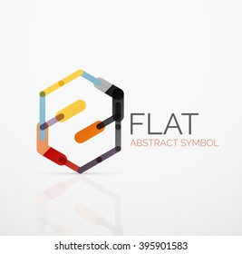 Logotipo - diseño plano lineal minimalista abstracto. Símbolo geométrico de alta tecnología empresarial, segmentos de líneas conectados multicolor. Ilustración del vector - concepto de conexión