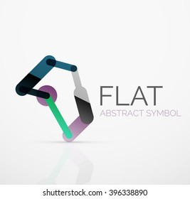 Logotipo - diseño plano lineal minimalista abstracto. Símbolo geométrico de alta tecnología empresarial, segmentos de líneas conectados multicolor. Ilustración del vector - concepto de conexión