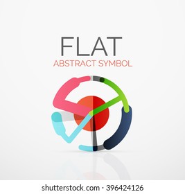 Logo - design plano linear minimalista abstrato. Símbolo geométrico de alta tecnologia comercial, segmentos conectados multicoloridos de linhas. Ilustração vetorial - conceito de conexão