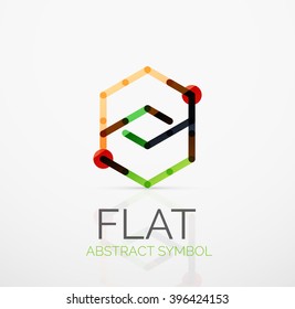 Logo - abstract minimalistic linear flat design. Business hi-tech geometric symbol, multicolored connected segments of lines. Vector illustration - connection concept