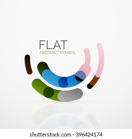 Logo - abstraktes minimalistisches lineares flaches Design. Business High-Tech geometrisches Symbol, mehrfarbige verbundene Segmente von Linien. Vektorgrafik - Verbindungskonzept