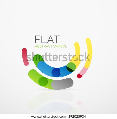 Logo - abstract minimalistic linear flat design. Business hi-tech geometric symbol, multicolored connected segments of lines. Vector illustration - connection concept