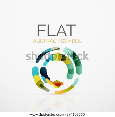 Logo - abstract minimalistic linear flat design. Business hi-tech geometric symbol, multicolored connected segments of lines. Vector illustration - connection concept