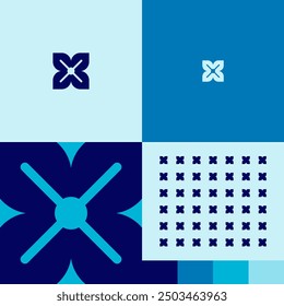 Logo Abstract Modern Flower Star Shine Blue Vector
