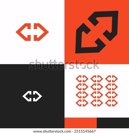 Logo Abstract Modern Letter D Red Arrow Left Right Forward