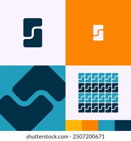 Logo Abstractas Moderno S Letter Square Block