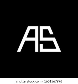 AS-Logo abstrakte Monogramm einzeln auf schwarzem Hintergrund