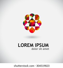 Logo abstract multicolored flower squares. Vector