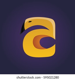 Logo Abstract number 5 with black yellow gradient color on navy purple background