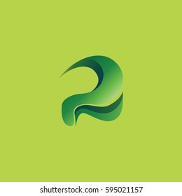 Logo Abstract number two with green gradient color on green background