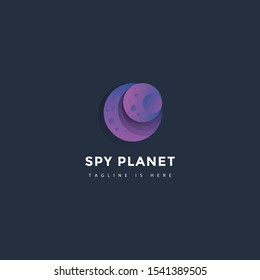 Logo Abstract Planet Spy, Colorful Design Modern, Concept Planet + Icon Spy Technology.