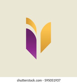 Logo Abstract with purple yellow gradient color on cream background