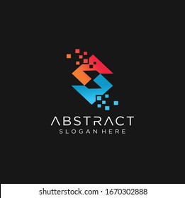 logo abstracto S Letra Pixel Multiplicado Plantilla de diseño de logotipos coloridos