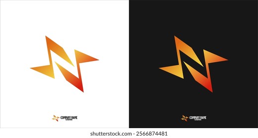 logo with an abstract shape containing the letter N in orange.