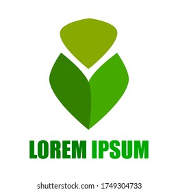 Logo Abstract shoots that start to grow form an illustration of a farmer / farmer avatar. Vector logo shoots in green.