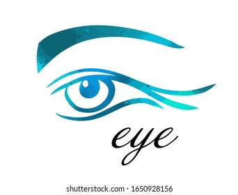 Logo abstract stylized eye. The object of the human eye. Mixed media. Vector illustration