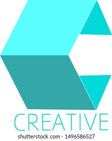 The Logo abstract vector Creative template, a sign or a cube icon that forms the letter C which is the prefix of the creative. The concept is flat and simple yet elegant.