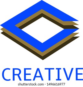 Logo abstract Vector Creative template, mark or icon Fusion Square that makes up the letter C. The concept is flat and simple yet elegant.