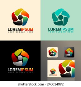 Logo and Abstract web Icon and heart vector identity symbol. Unusual icon on business card. Graphic design easy editable for Your design.  Modern logotype icon.