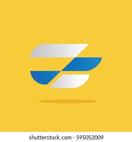 Logo Abstract with white blue gradient color on yellow background