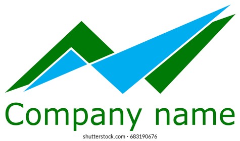 Logo abstraction, triangles of green and blue, vector