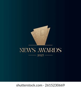 Logo for achievement award in editorial fields such as news, script, poetry, story. Vector.