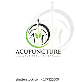 logo acupuncture, creative body and needle vector