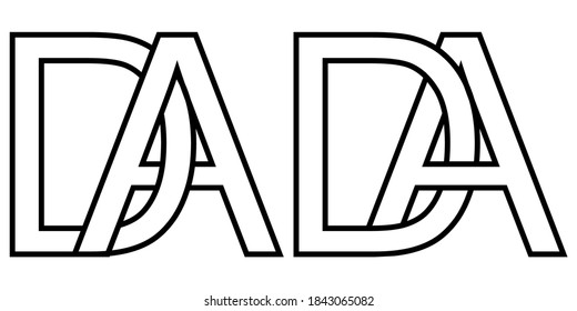 Logo-Anzeigensymbol: zwei Buchstaben A D, Vektorlogo und erste Großbuchstaben, Alphabet a d