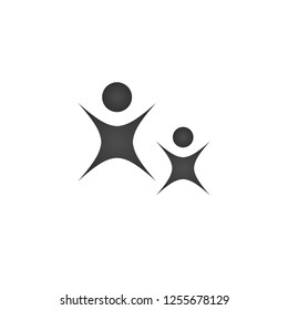 Logo of Adult and child. Two people. Fun. Three persons. Icon for mobile applications.Dancing people. .vector illustration.