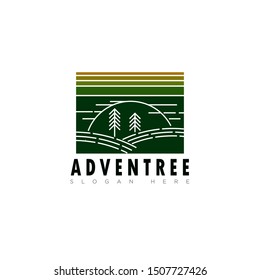 logo advantree, with line art landscaping style 